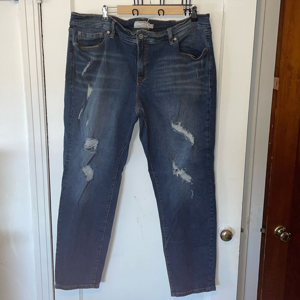 torrid Boyfriend distressed denim jeans with holes